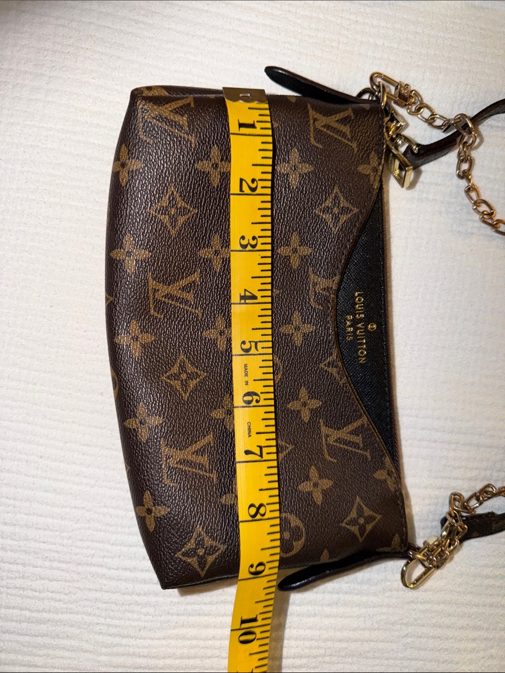 Brown Monogram Canvas Wristlet with Gold Accents - Picture 5 of 6